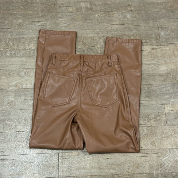 Abercrombie & Fitch Brown Leather The 90s Straight Ultra High Rise Pants Size 26 - Picture 4 of 4